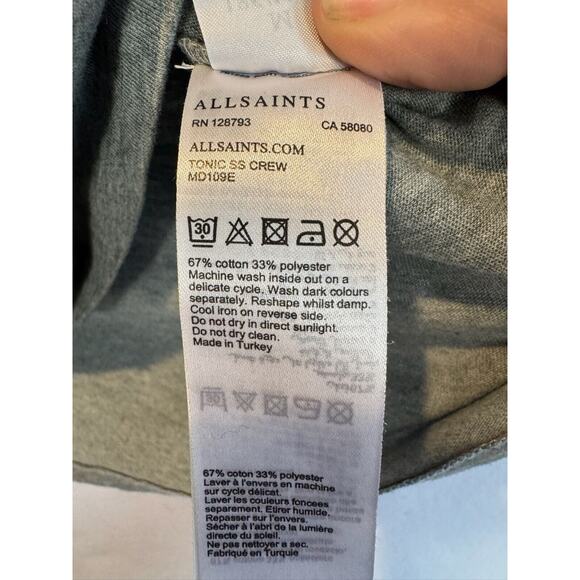 ALLSAINTS Shirt Men MED Green Tee Casual V Neck Stylish Chic Solid Basic Simple - Picture 7 of 8